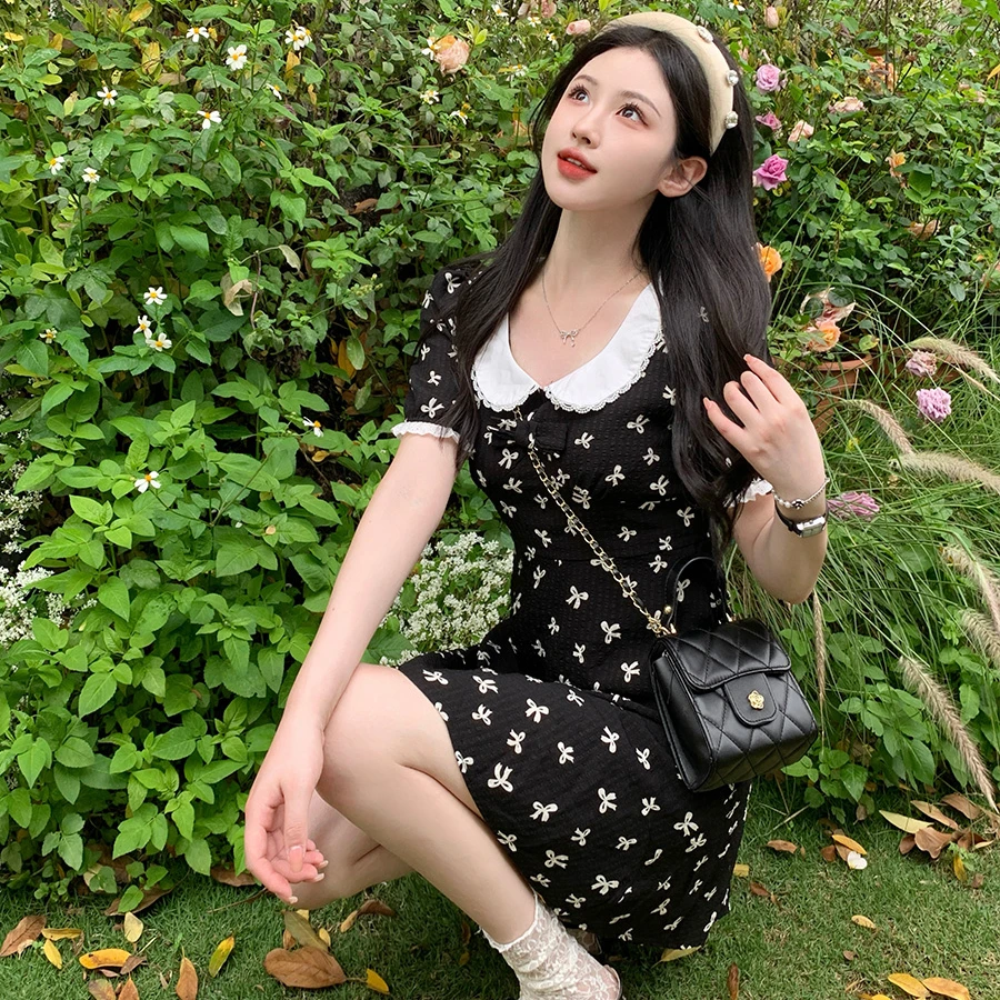 【L定制-后花园】2025甜美娃娃领气质藏肉显瘦减龄大码连衣裙女2951