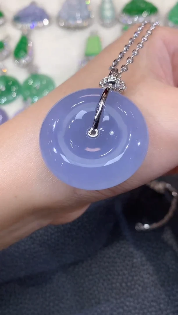 吊坠(不含链)18K金镶嵌翡翠俩****仓A81 紫货有一定色差