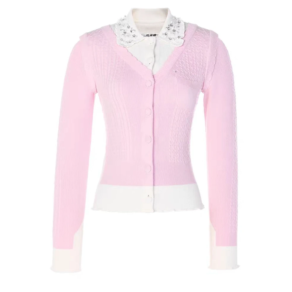 LeFame/拉飞姆2025秋季新款翻领轻薄针织开衫上衣LF25Q11ZM164