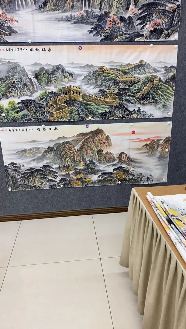 国画善****莱沈常滨 省美协 小六尺180*70cm  泰山+长城