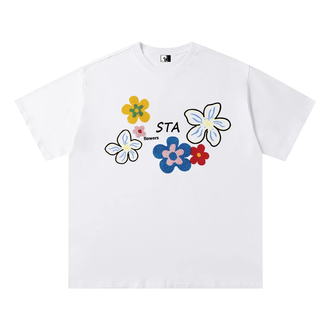 STA美式花体字母短袖T恤男女潮牌重磅春夏情侣高街半袖纯棉打底衫