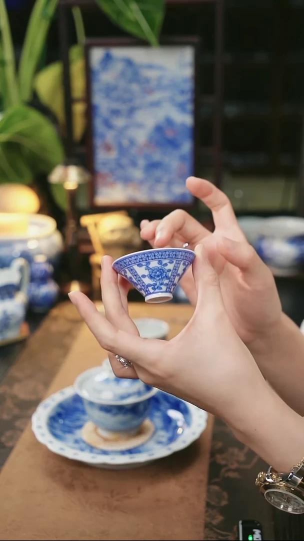 青樵轩 有钱花小斗笠杯