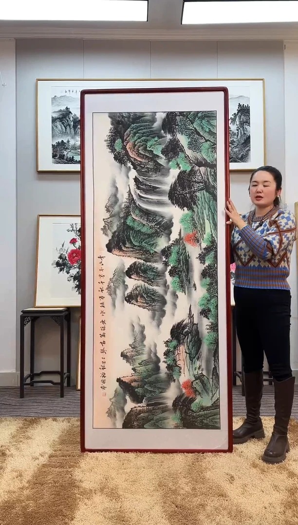 国画手绘山水202*82尺寸