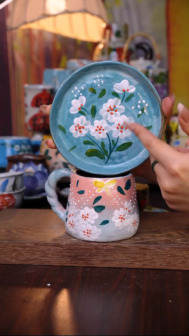杯子陶泥垚手作 景德镇手工手绘陶瓷器物