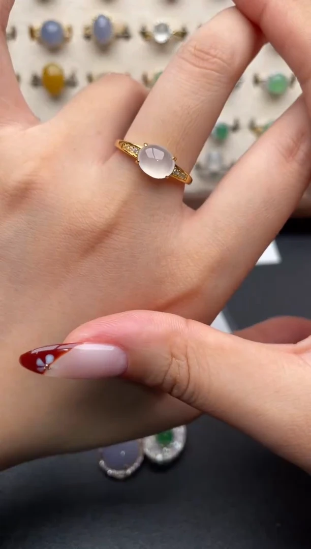 银S925镶嵌戒指翡翠一物一证一礼盒