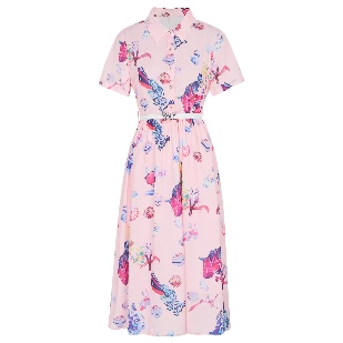 【粉丝专属】裙子短袖碎花长裙连衣裙蜜桃印花连衣裙夏季VHSF07DRX0