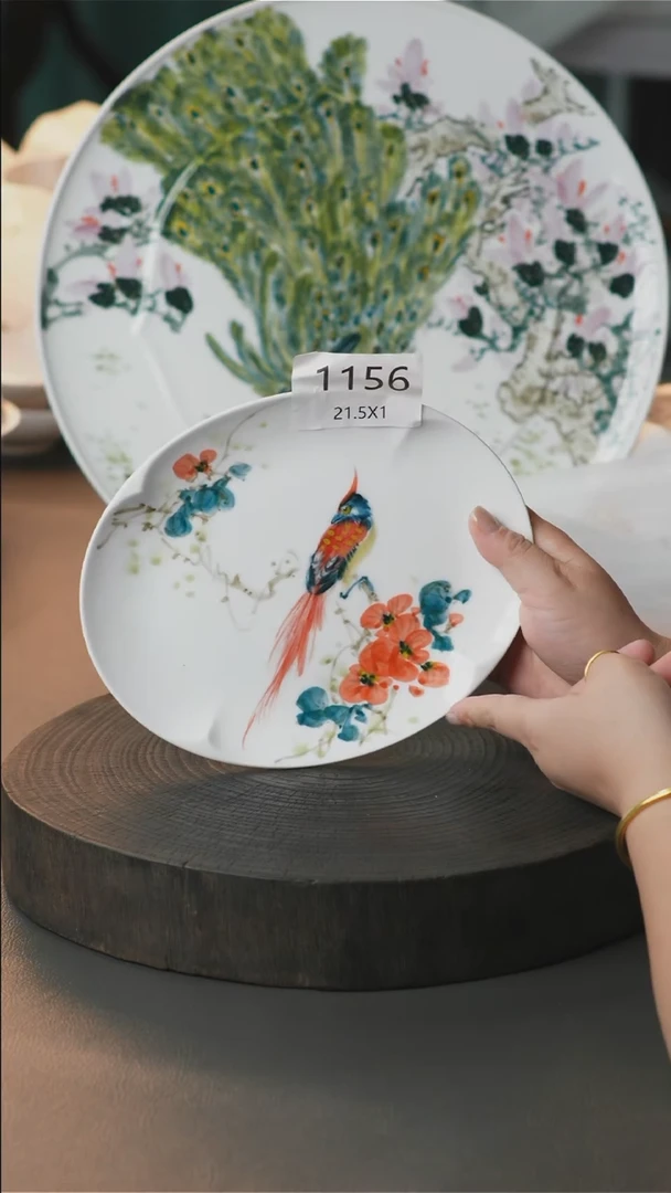 盘手绘釉下彩陶瓷餐具1156
