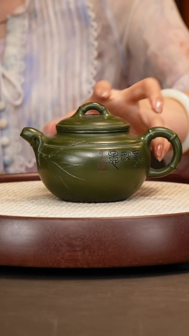 茶壶紫砂【邵忠源】老绿泥柿柿如意   380CC