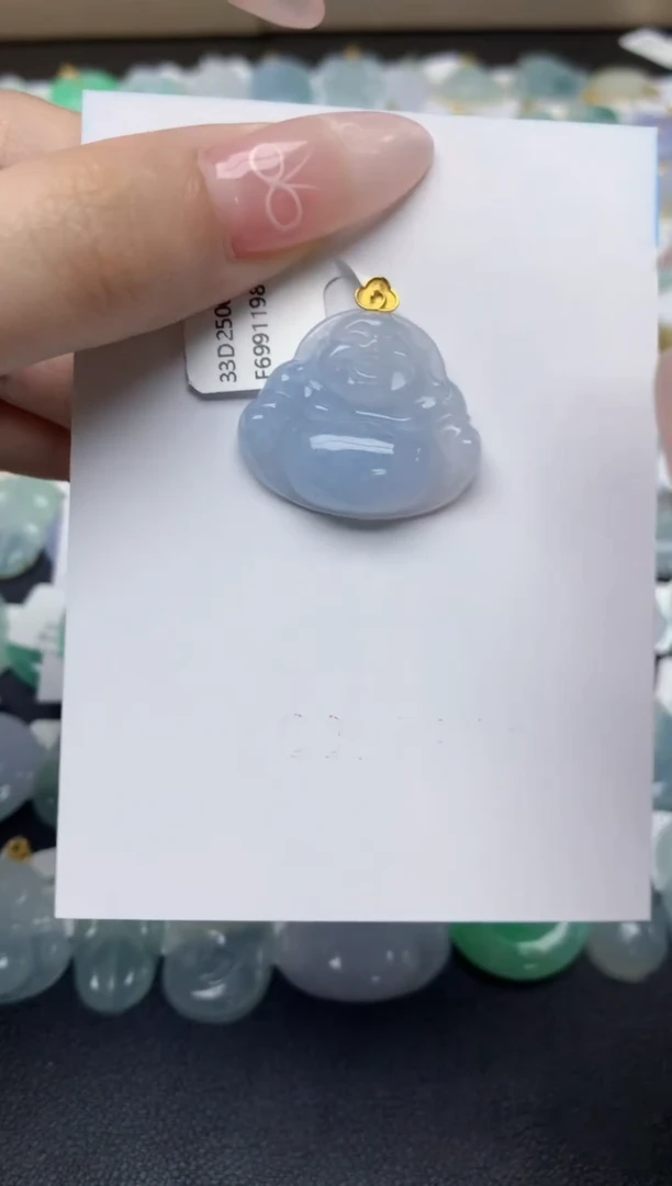 翡翠18K金镶嵌颈饰天然翡翠A货