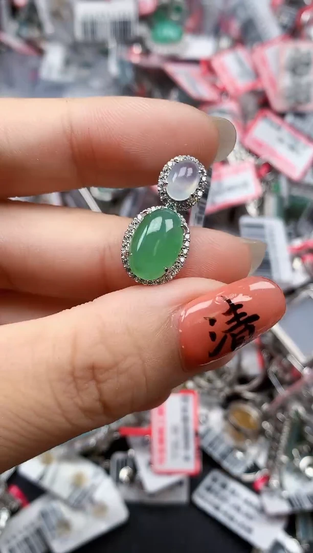 银S925镶嵌戒指翡翠天然A货缅甸翡翠