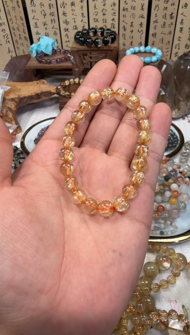 未镶嵌手串水晶SJ-8金发晶钛金 天然水晶 默认微瑕