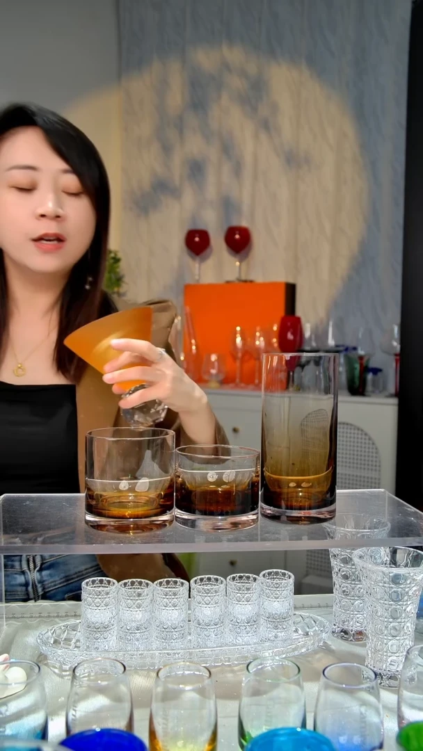 玻璃3只琥珀色水杯11111