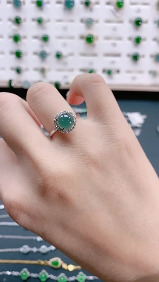 【闪购商品】翡翠戒指银S925镶嵌天然翡翠