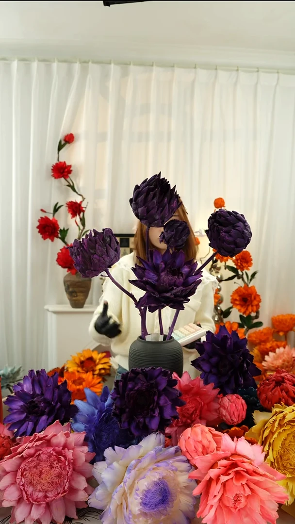 永生洋蓟 霸王花5个头高贵紫【叶片有伤】A22