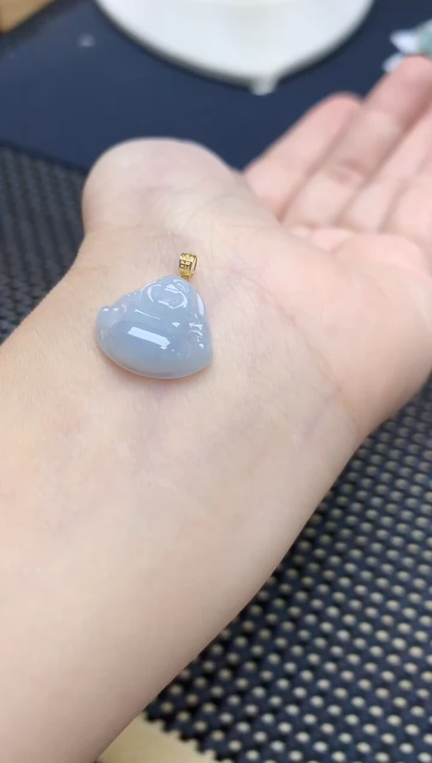 颈饰18K金镶嵌翡翠天然缅甸A货翡翠