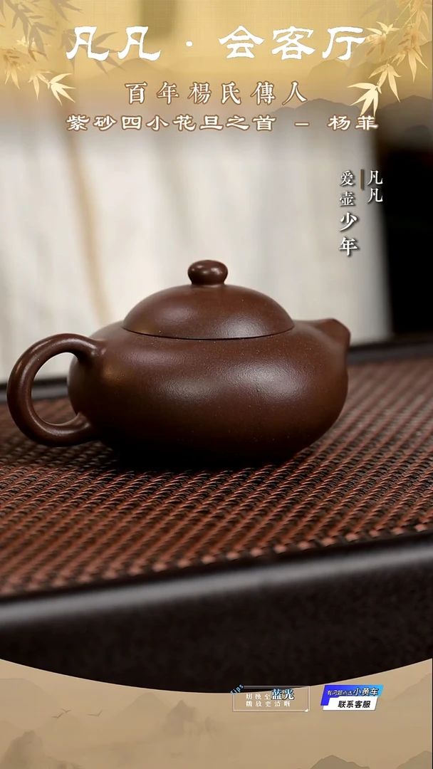 茶壶紫砂凡凡会客厅 紫砂壶08 扁西施紫玉金砂180cc