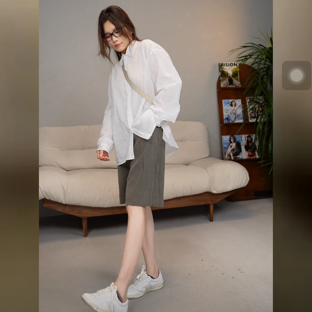 百搭日系风格休闲阔腿西裤五分裤