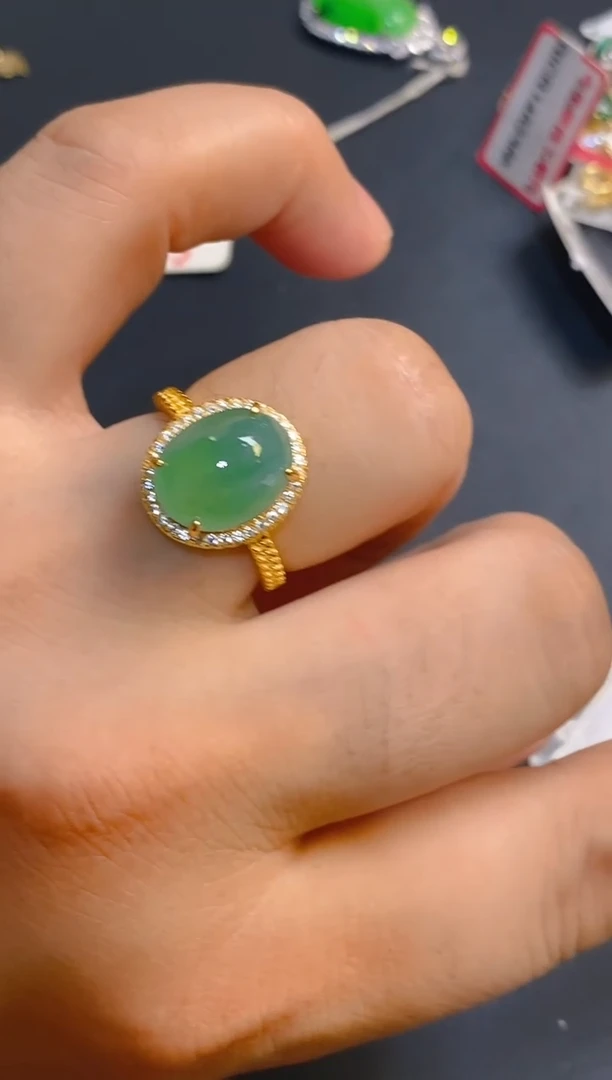 翡翠银S925镶嵌耳饰天然