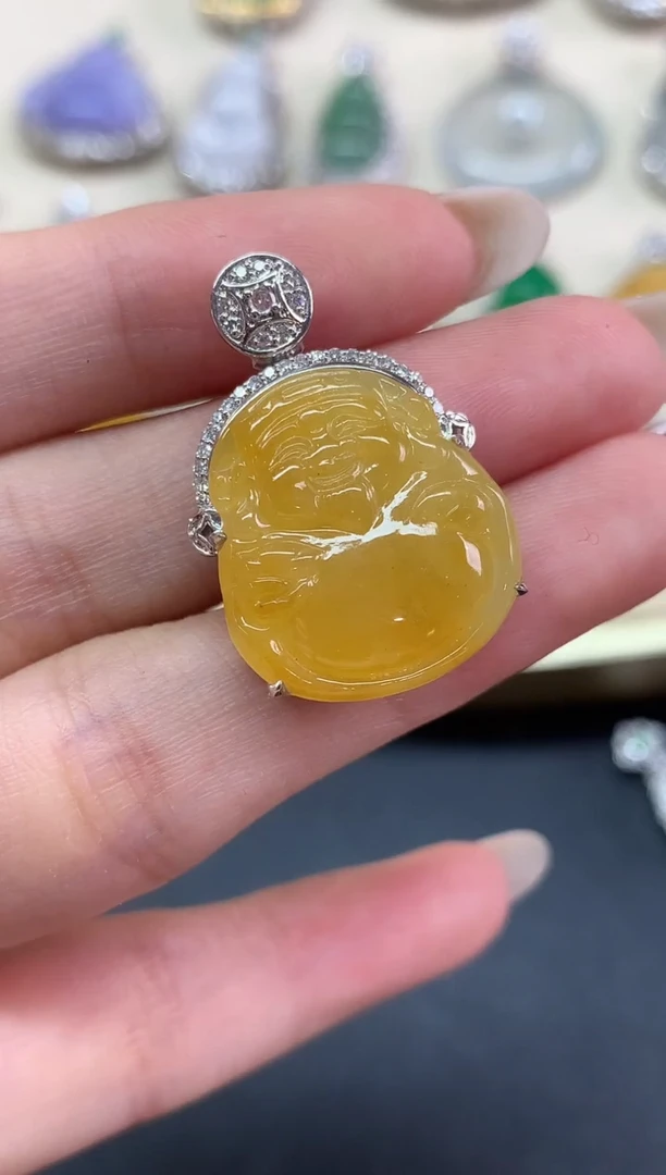 吊坠(不含链)18K金镶嵌翡翠吊坠(不含链)|9800
