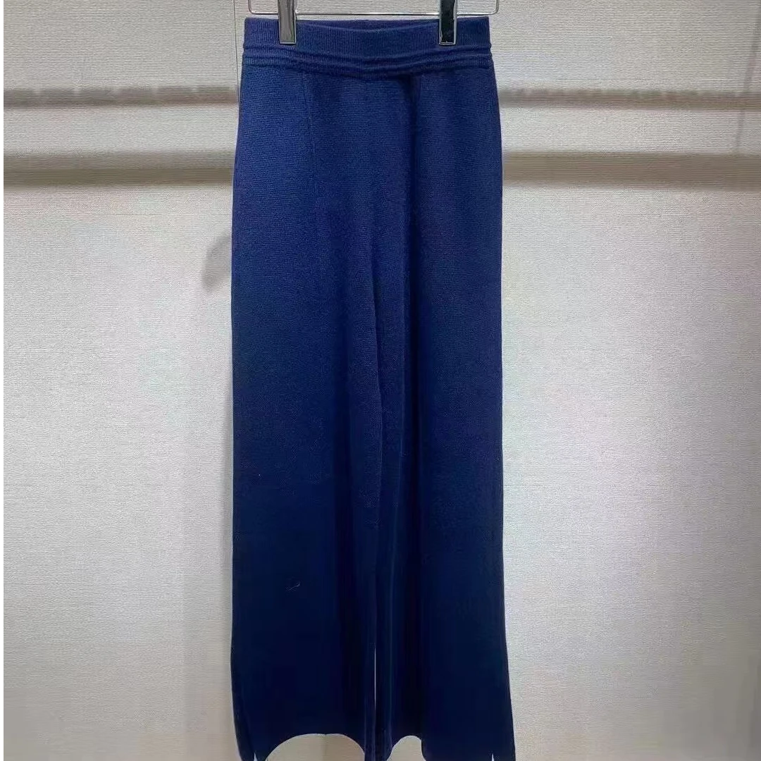 女装气质优雅松紧秋冬长裤百搭阔腿裤休闲裤女士针织休闲简约