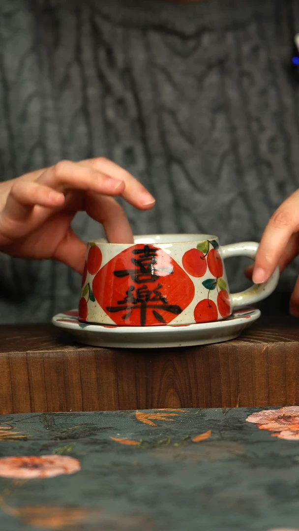 杯釉下彩手工手绘同款陶器