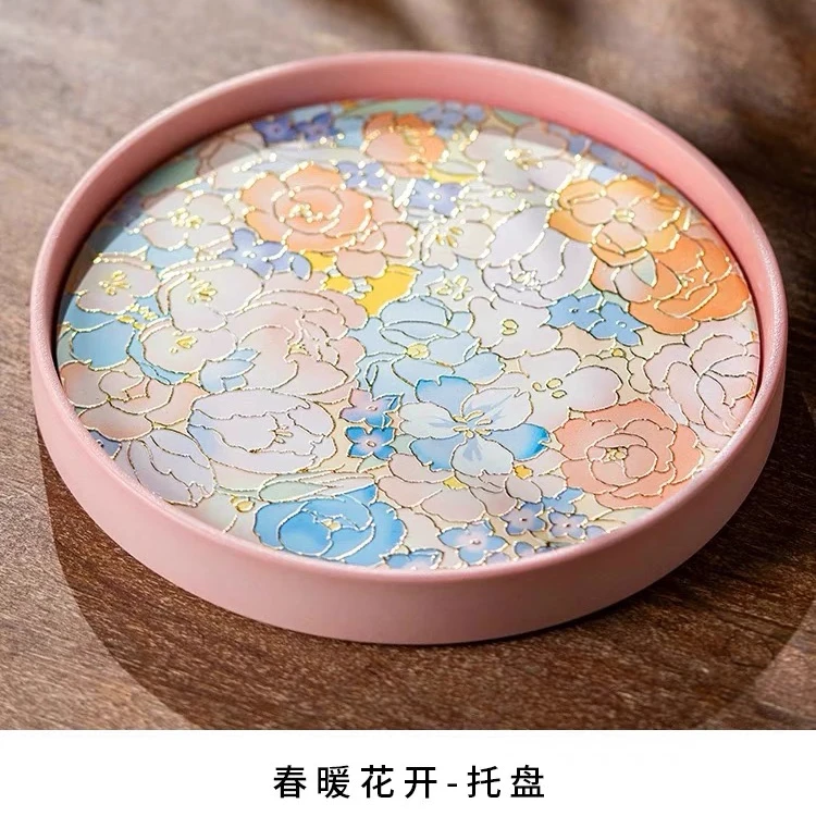 G1678-万花掐金丝大号珐琅彩茶盘GR