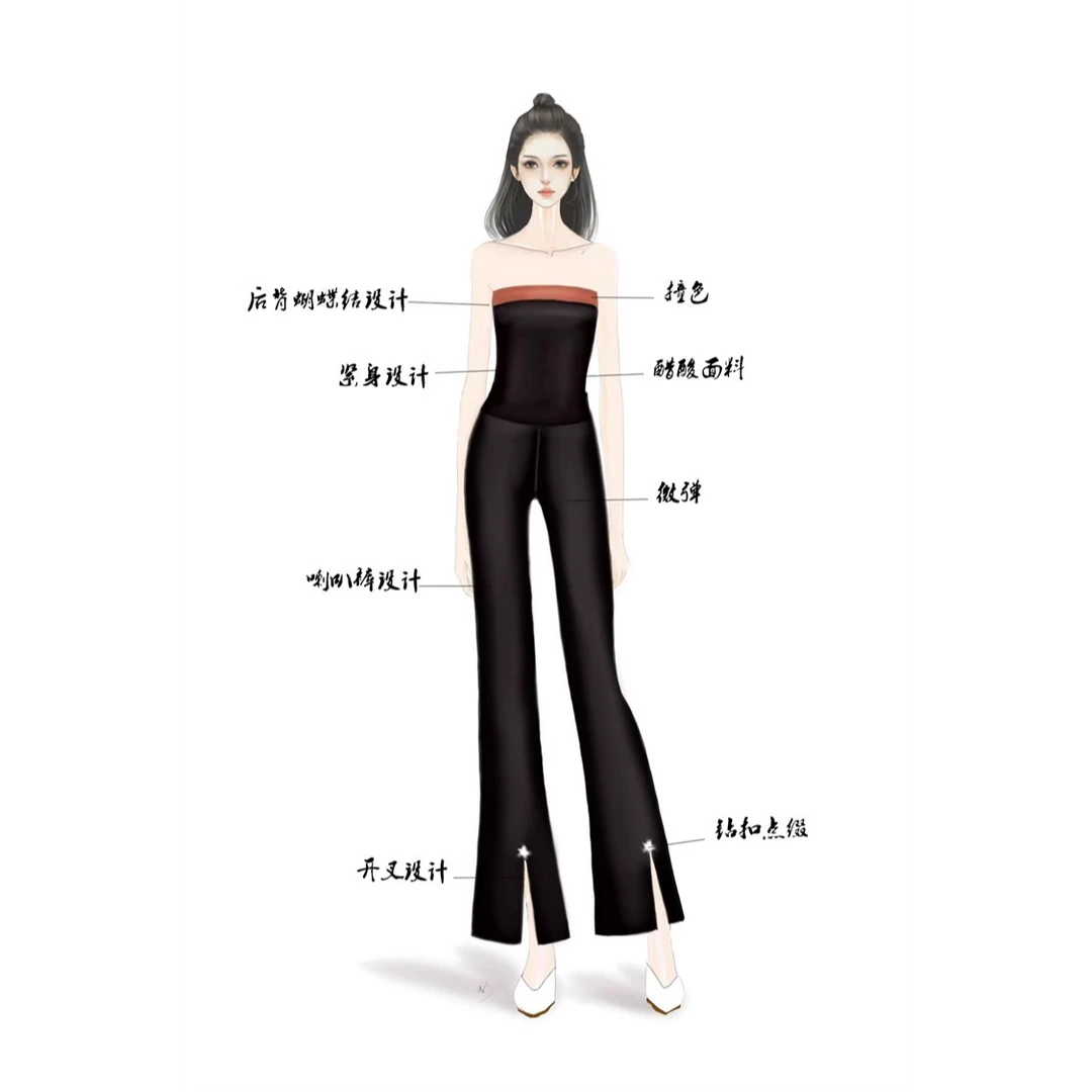 Rose Owner 粉丝秒杀福利～法式气质女神名媛拼色裹胸抹胸上衣