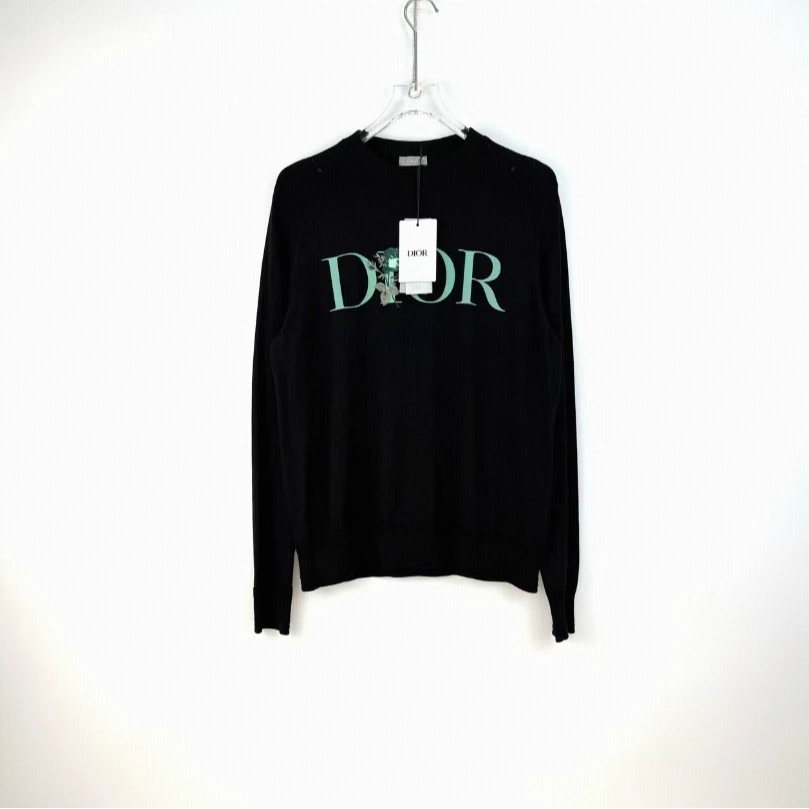 全新未使用 DIOR/迪奥 LOGO圆领针织长袖 黑色/M