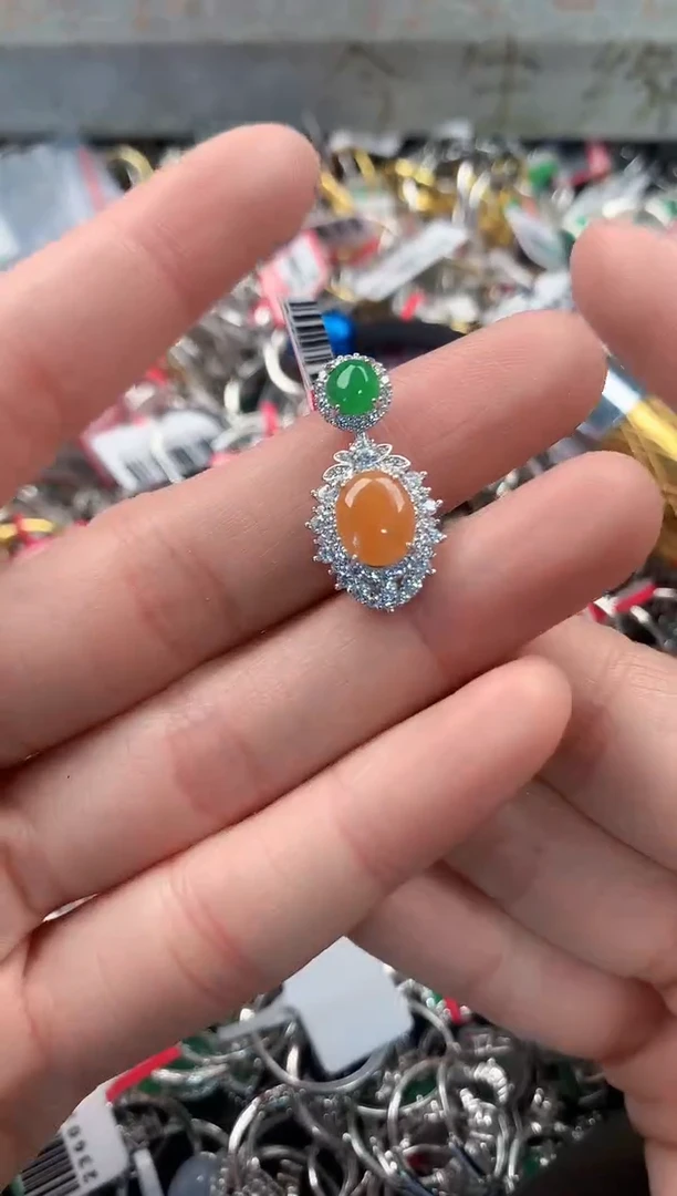 银S925镶嵌戒指翡翠666   9