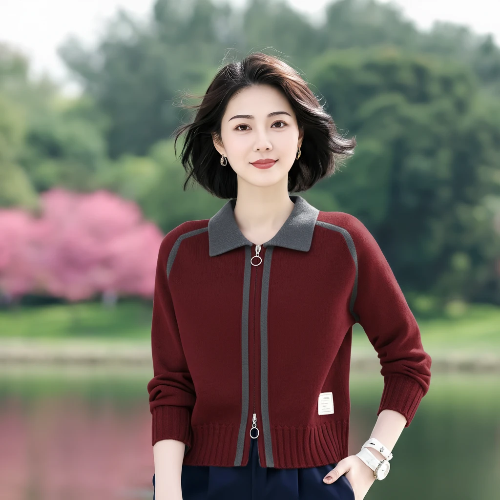 时尚休闲短外套女百搭针织衫开衫春装新款外搭上衣