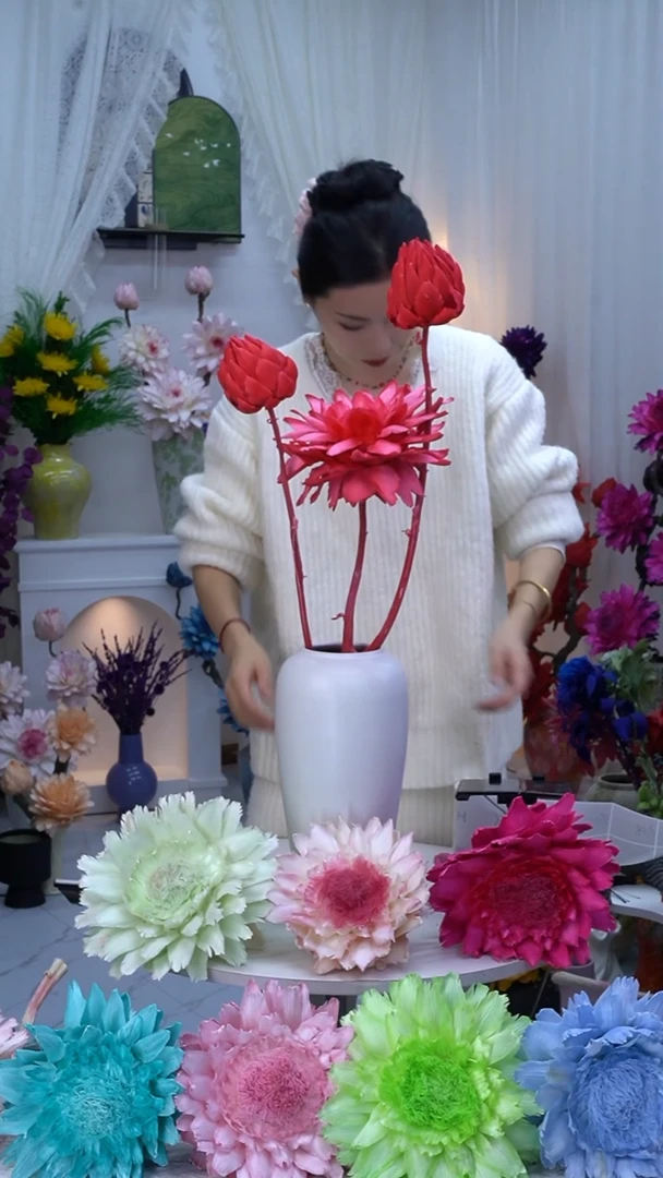 永生洋蓟玫粉3头【微瑕】8354