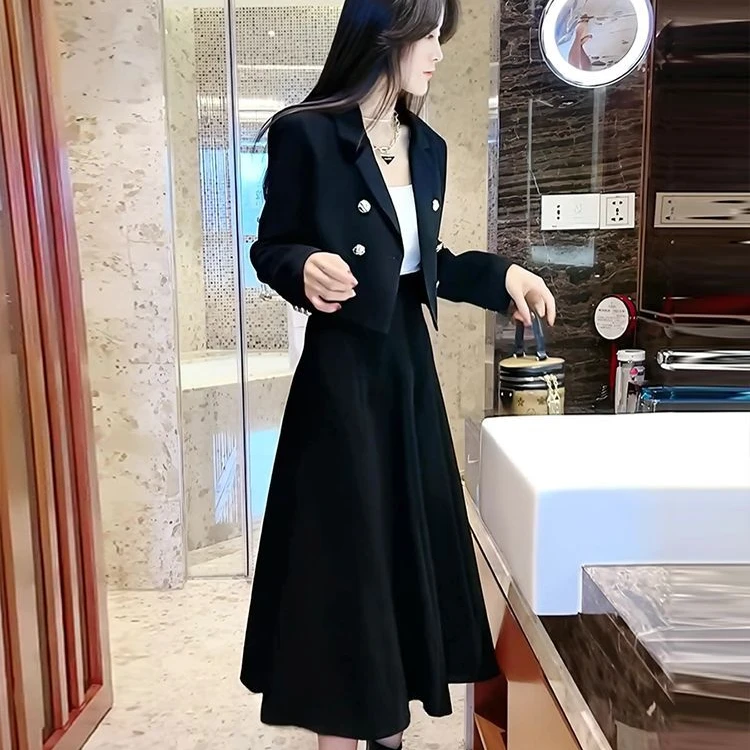 小个子韩系穿搭温柔学院风套装连衣裙子女装2026新款秋季气质长裙