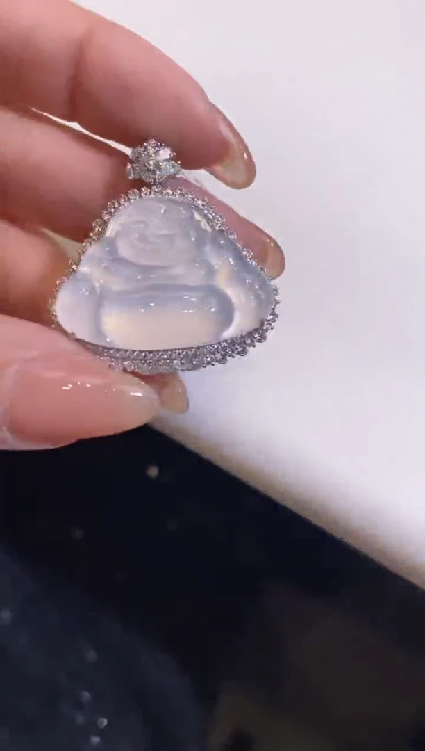 吊坠(不含链)18K金镶嵌翡翠佛公