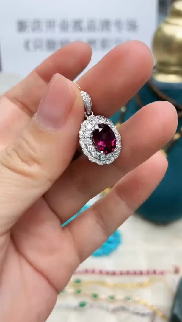 银S925镶嵌吊坠石榴石421ZB1207产品一个（多样性）