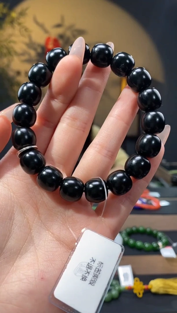 【闪购商品】和田玉1未镶嵌12mm塔青老型手串