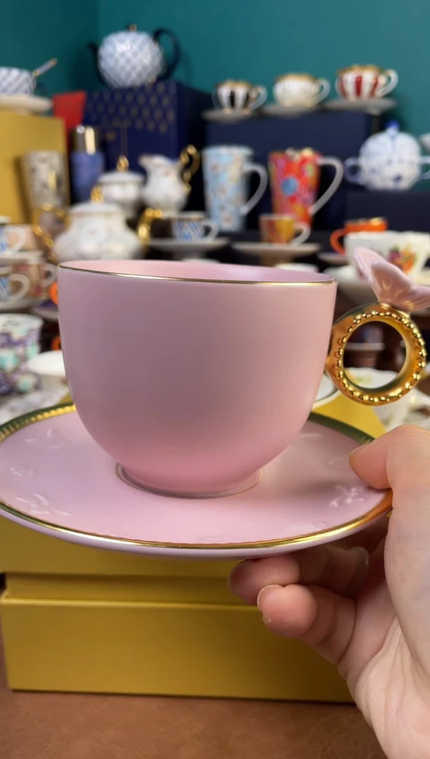 高端礼品（VIL家）蝴蝶单杯碟粉色-TY