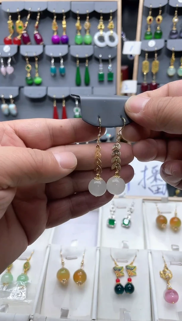 【闪购商品】和田玉耳饰14K金镶嵌时尚耳饰111