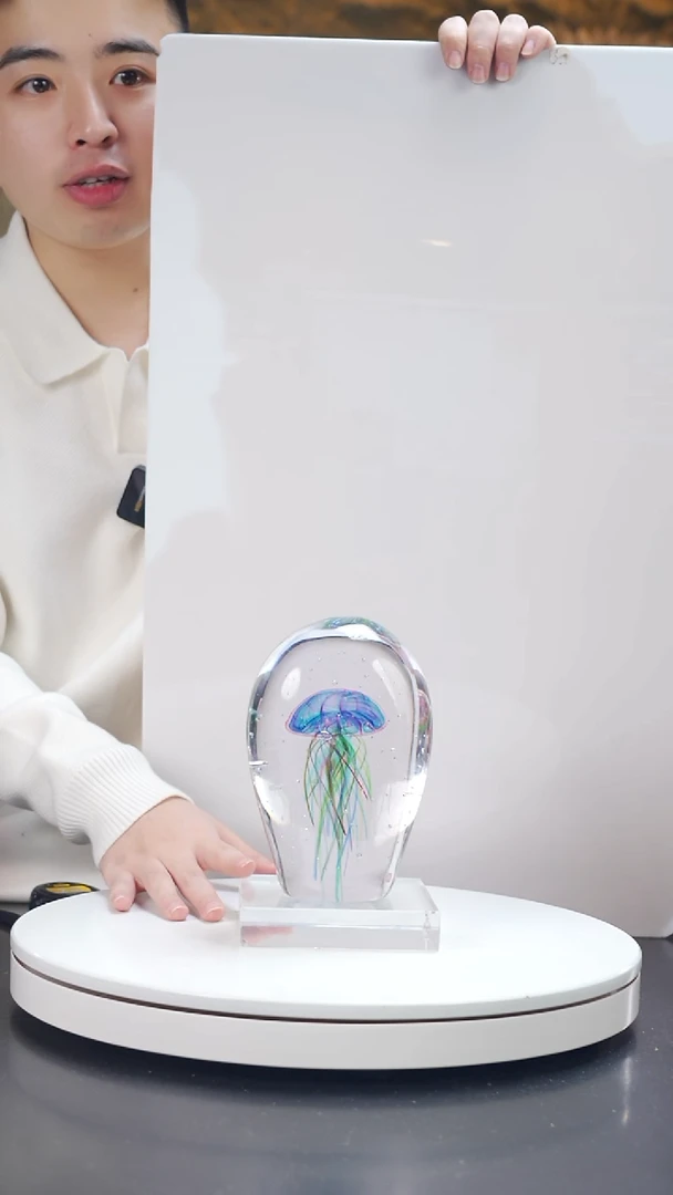 手工艺品琉璃金红蓝气泡工艺水母摆件+底座