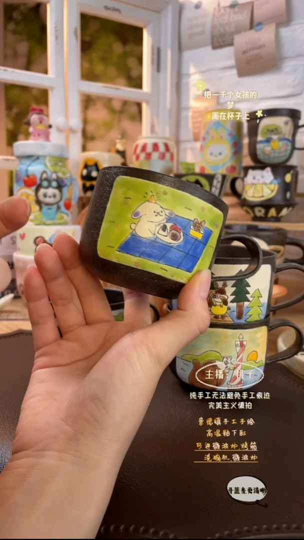 摆件景德镇创意手绘可爱设计师款文创樱花