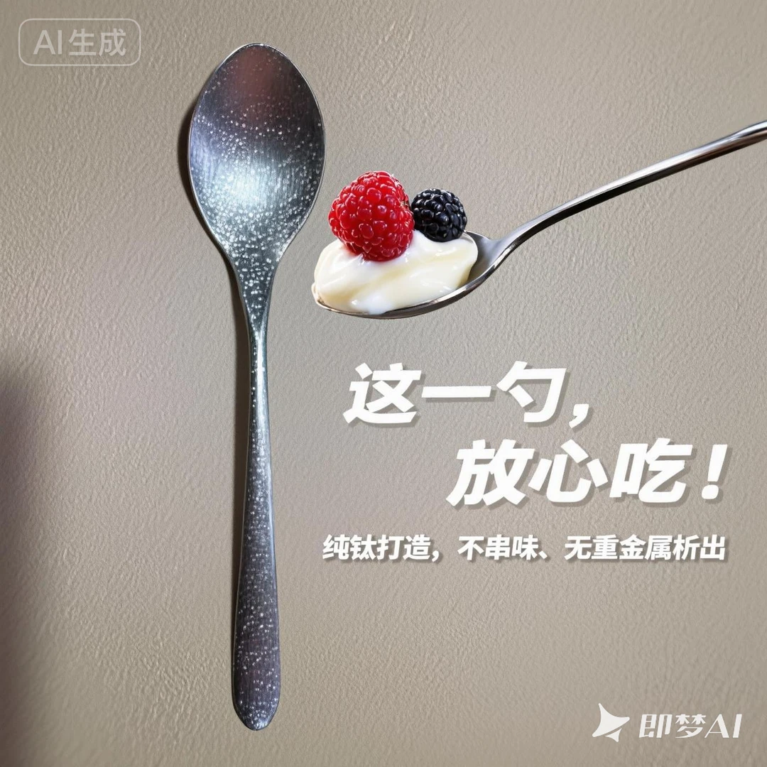 纯钛餐勺冰花纯钛汤勺纯钛抑菌长柄勺纯钛便携叉勺钛餐具钛勺子