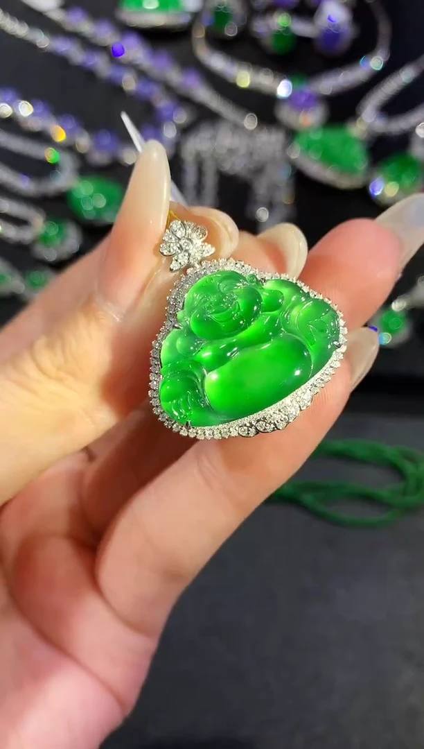 【闪购商品】翡翠吊坠(不含链)18K金镶嵌51-佛公