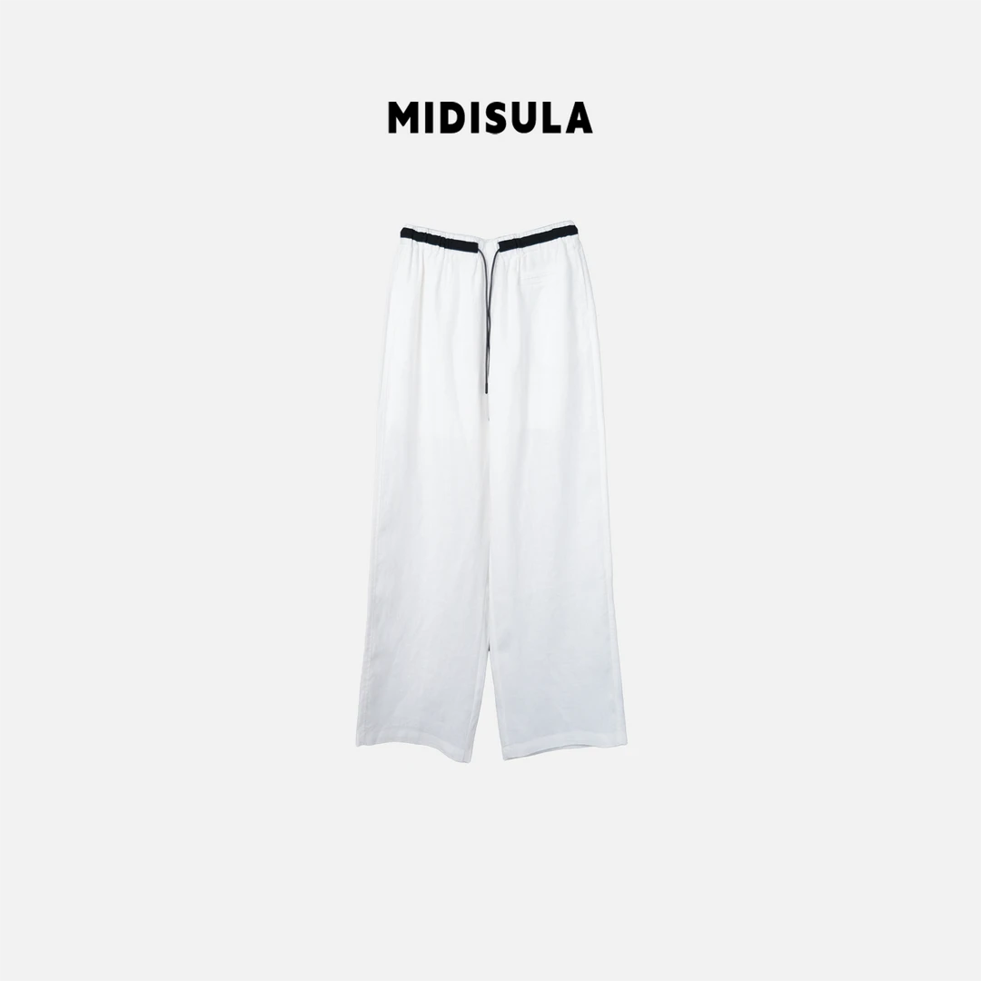 MDSL·新款碧纹染宽松流浪休闲百搭麻裤女文艺复古阔腿裤#0515