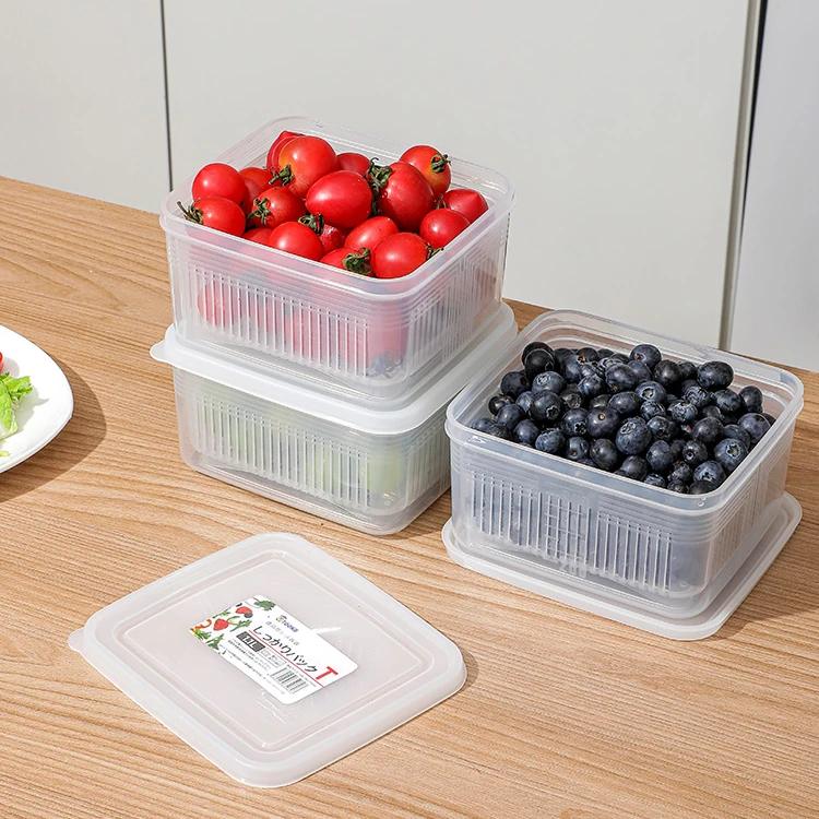 沥水保鲜盒上班便携水果便当盒冰箱专用食品级