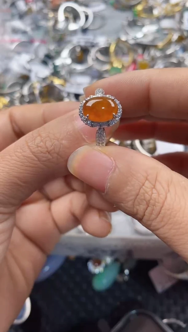 银S925镶嵌戒指翡翠7777---3