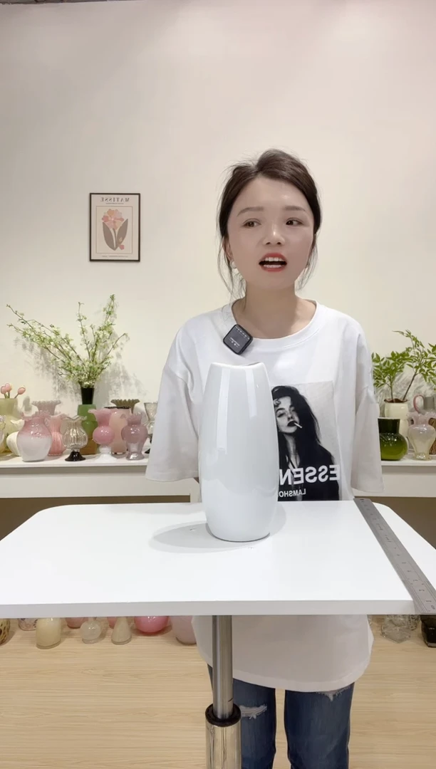 双子白微瑕陶瓷花瓶