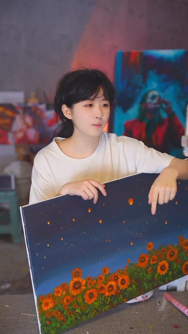 油画M****y向日葵丙烯画纯手绘