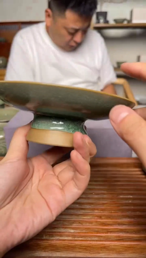 其他耀州窑百吉碎高足盘 微瑕