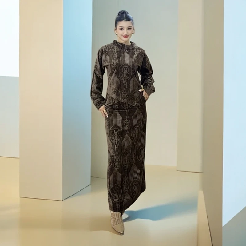 【MAYSAR】时尚民族风艾特莱斯提花时尚休闲套装