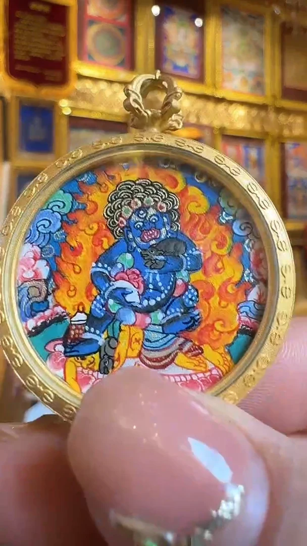 吊坠黑c--热贡纯手绘