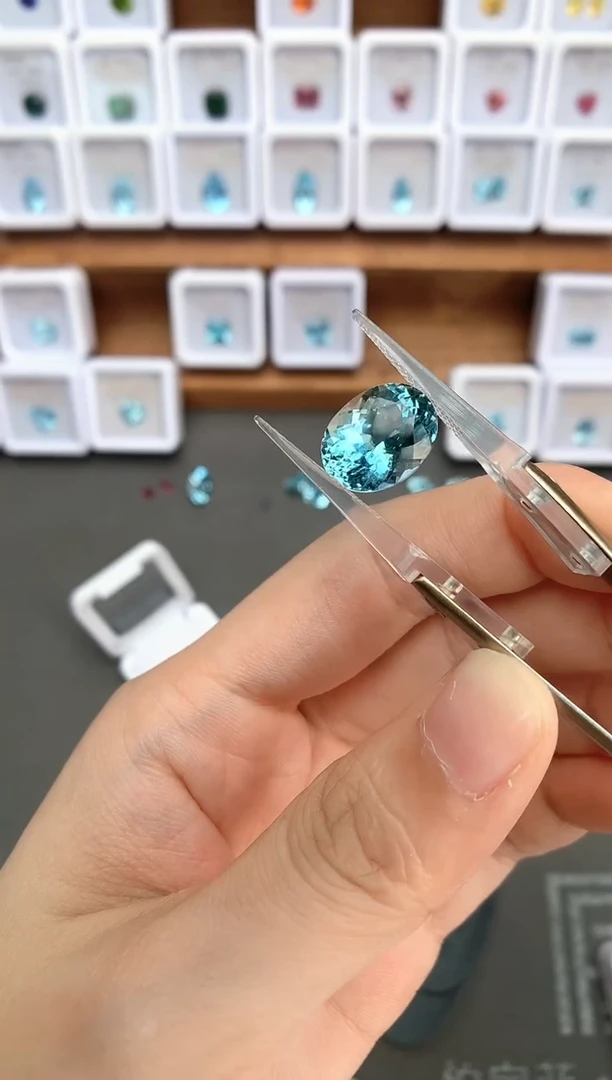 未镶嵌裸石定制海蓝宝石C*枫6.44ct 超圣
